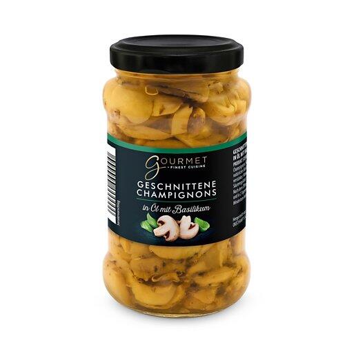 GOURMET FINEST CUISINE Champignons geschnitten in Öl, mit Basilikum