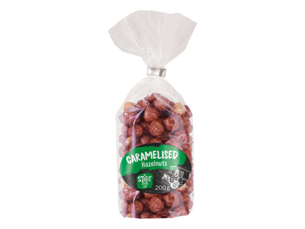 Roasted and caramelized hazelnuts