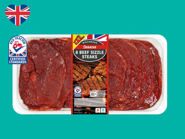 Birchwood 8 Sriracha British Beef Sizzle Steaks