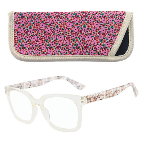Ladies Reading Glasses with Case - Nude, 2.0