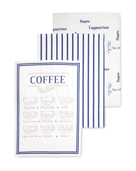 Coffee Menu Tea Towels 3 Pack