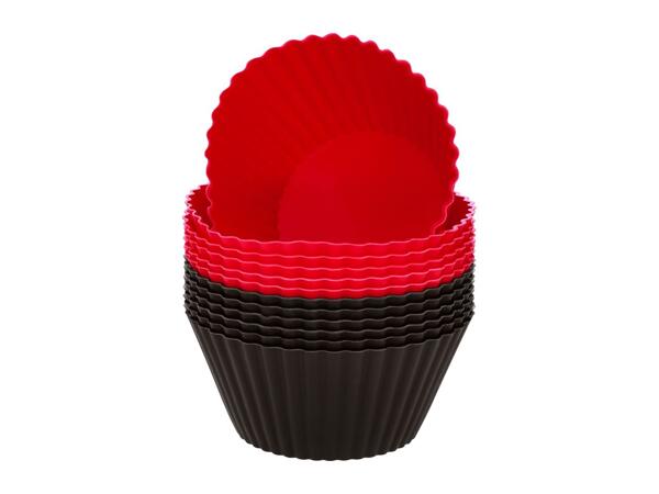 Silvercrest Red & Black Silicone Cupcake Cases - 12 Pack