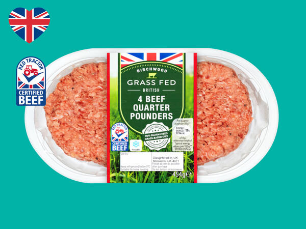 Birchwood 4 Grass Fed British Beef Quarter Pounders