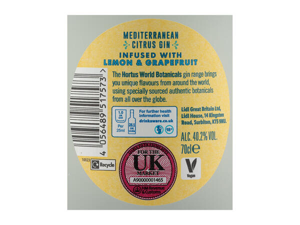 Hortus World Botanicals Mediterranean Citrus Gin