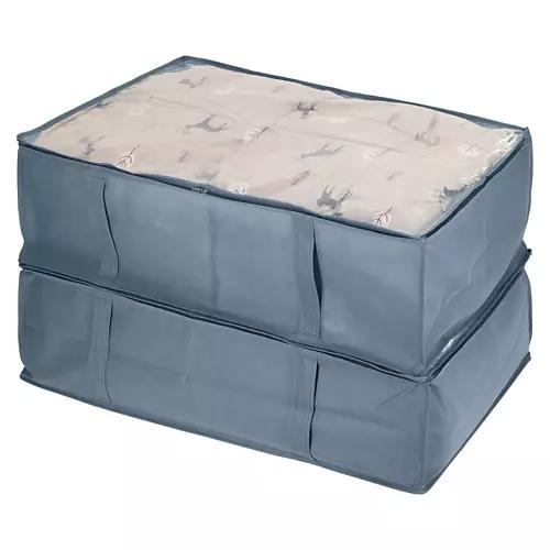 2 Pack Foldable Blanket Storage, Blue