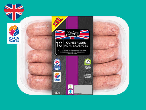 Deluxe 10 Outdoor Bred British Pork Cumberland Sausages