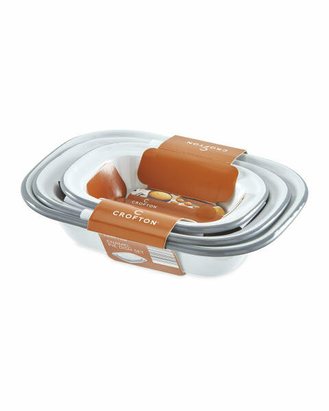 Grey Rectangle Enamel Bakeware 3PK