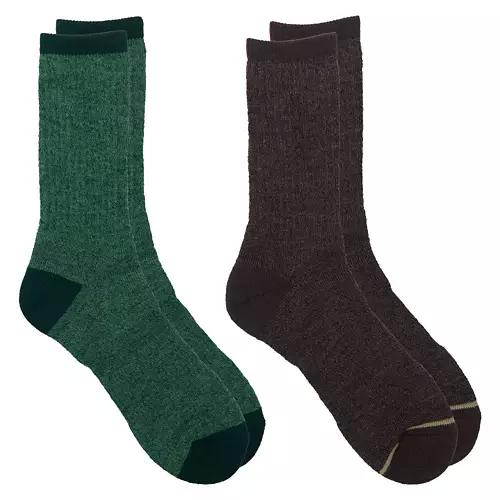 2 Pack Men's Thermal Socks - Dark Grey & Green, 6-12