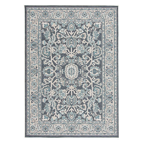 5' x 7' Outdoor Area Rug - Navy Traditional