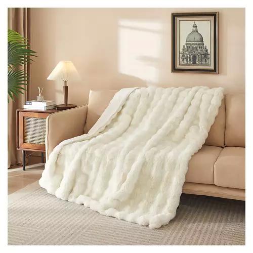 50" x 60" Cozy Throw Blanket, White Rabbit Bubble