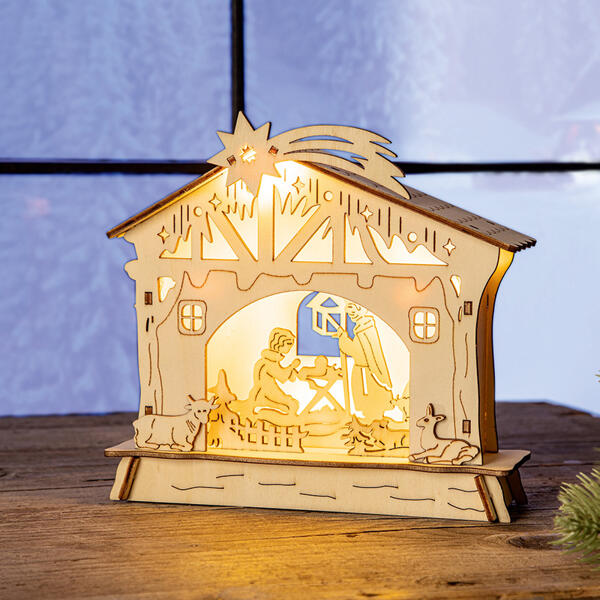 LED-Holzkrippe