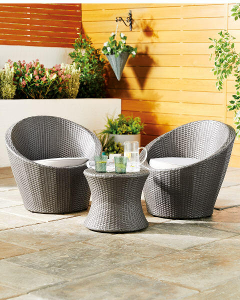 Anthracite Egg Rattan Bistro Set