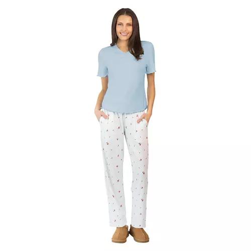 2 Piece Ladies Winter Pajama Set - Light Blue, XL