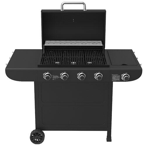 MR GRILL Gasgrill 4 Brenner + Seitenbrenner schwarz