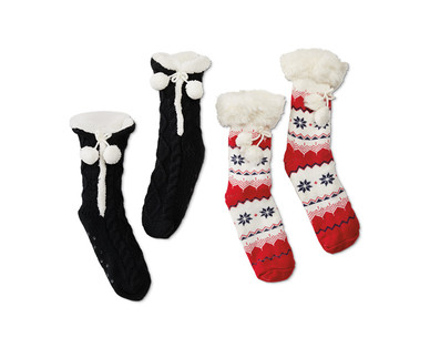 Serra Ladies' 2-Pack Chunky Knit Slipper Socks