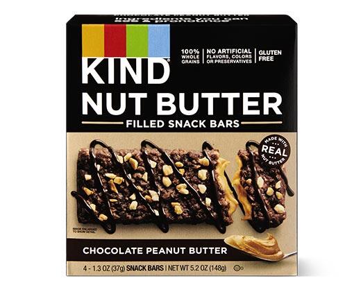 KIND 
 Nut Butter Filled Bars Chococolate Peanut Butter or Honey Almond Butter