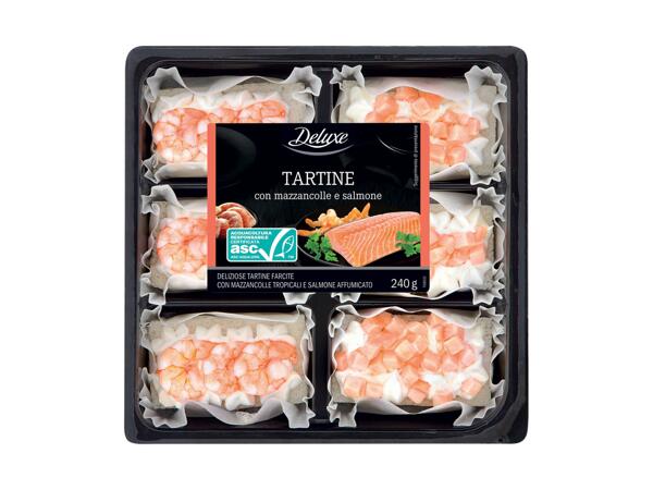 Canapés with Tropical Shrimp and Smoked Salmon