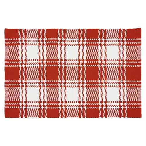 4" x 36" Handwoven Layering Rug - Buffalo Check Orange
