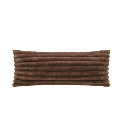 20" x 48" Faux Fur Body Pillow, Brown Ribbed