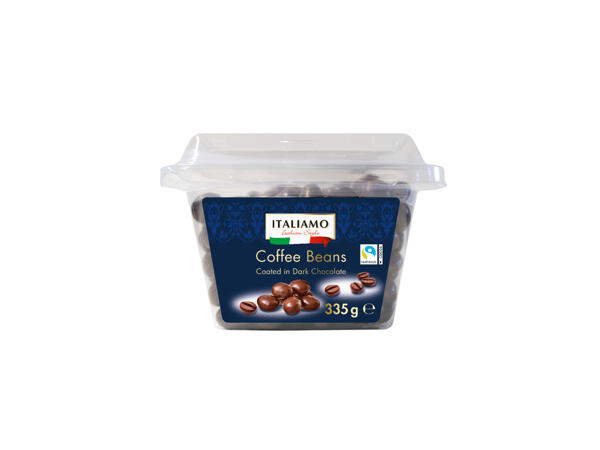 Kaffebönor med mörk choklad