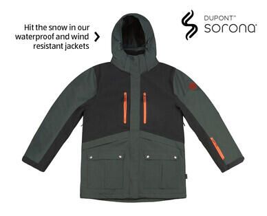 Men's Snowboard Jacket - Khaki with Orange