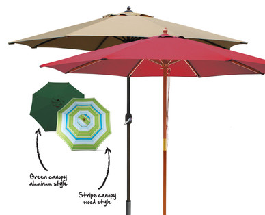 Gardenline 9' Aluminum or Wood Market Umbrella