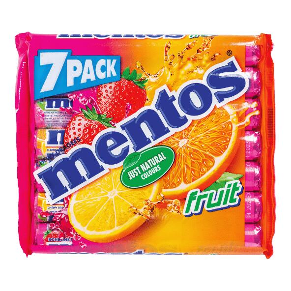 MENTOS(R) 				Rouleaux de menthes ou de bonbons, pack de 7