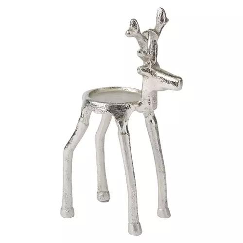 Reindeer Tealight Holder - Silver Reindeer with Head Up