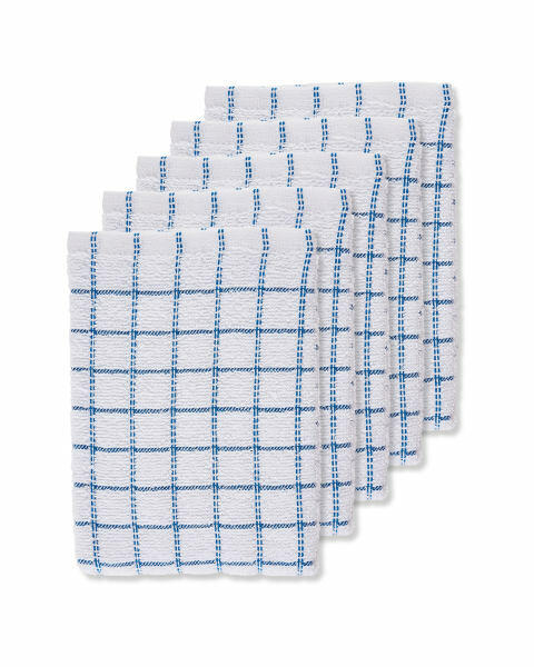 Blue Terry Tea Towels 5 Pack