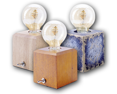 Lampada LED in stile retrò con base in legno/cemento CASALUX