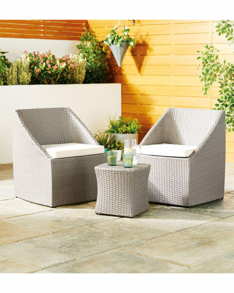 Grey/Cream Cube Rattan Bistro Set