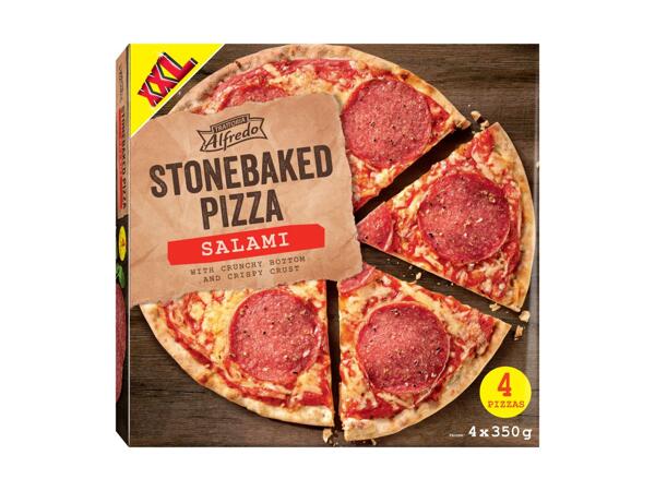 Pizza salami cuite sur pierre XXL