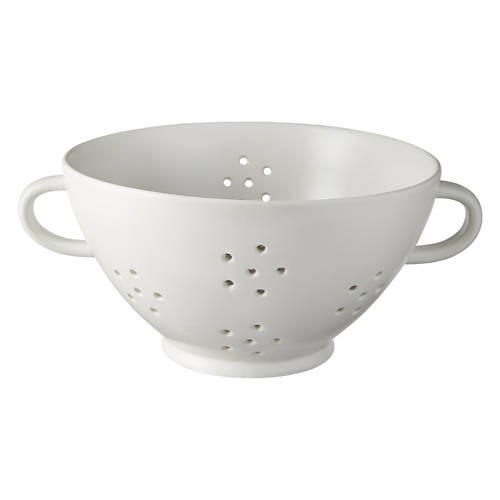 Large Ceramic Colander, White