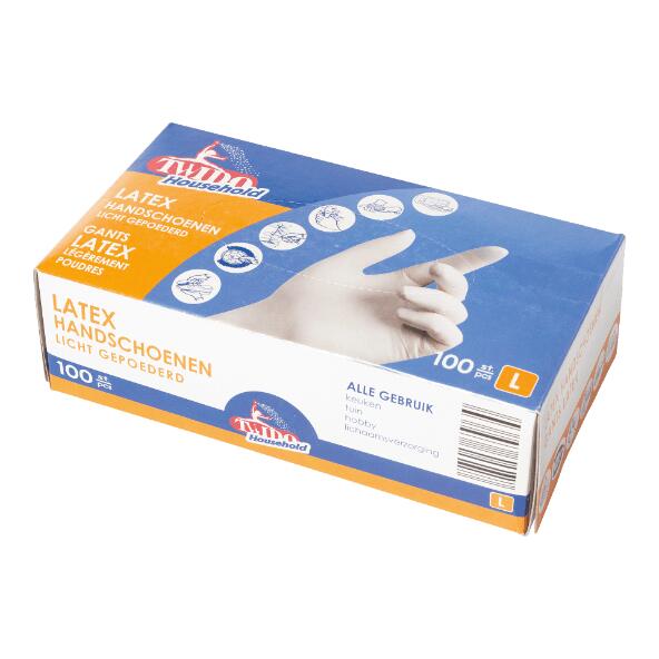 TWIDO HOUSEHOLD(R) Gants en latex, 100 pcs
