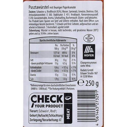GENUSS 100% AUS ÖSTERREICH Pusztawürstel