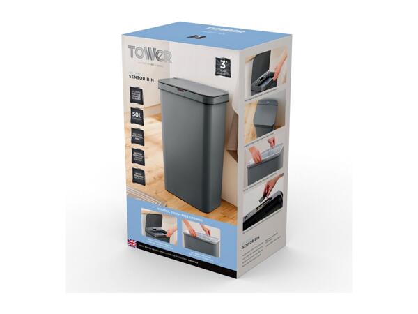 Tower Grey 50L Sensor Bin