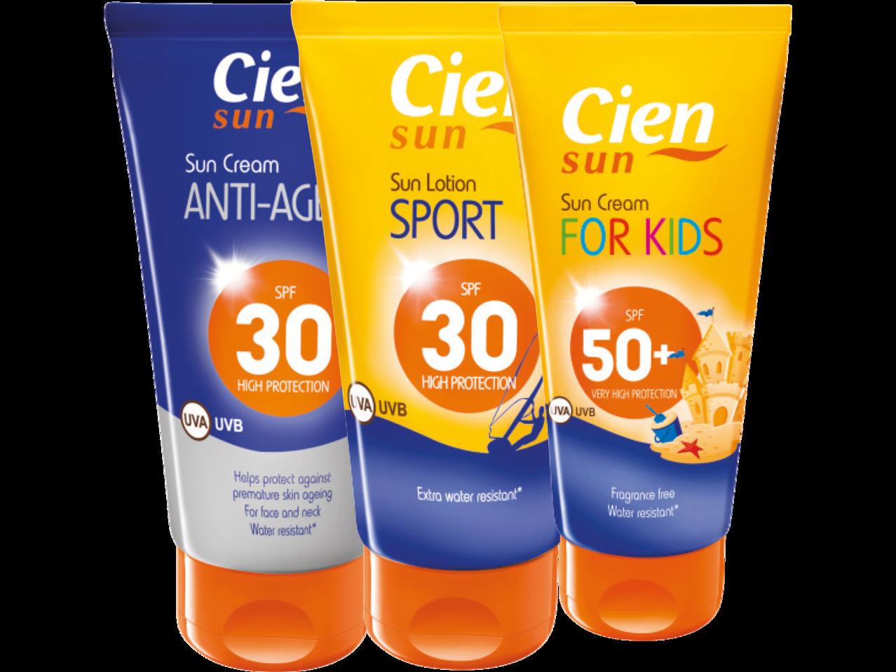 CIEN Sun Cream Anti- Ageing/Sport SPF 30/ Kids SPF 50+