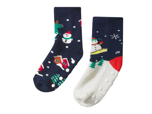 Boys' Christmas Thermal Socks, 2 Pairs