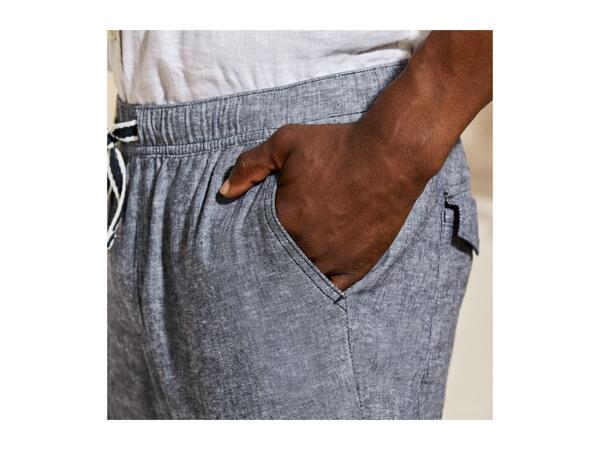 Livergy Men's Linen-Blend Trousers Straight Fit