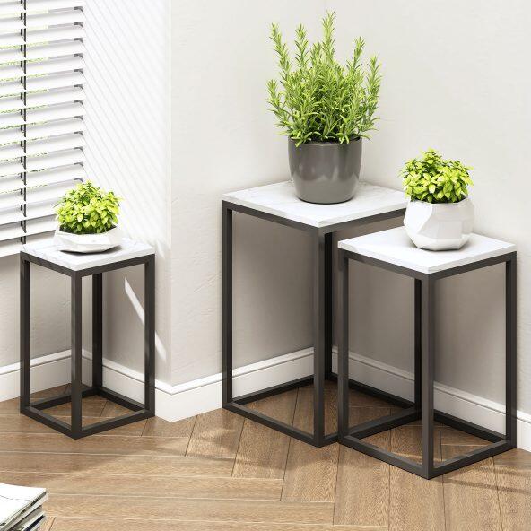 HOME CREATION(R) 				Ensemble de tables métalliques pour plantes