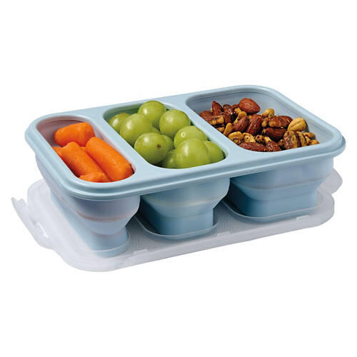 3 Compartment Collapsible Food Storage Box, Blue