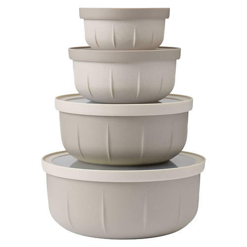 8 Piece Short Storage Bowl Set, Gray