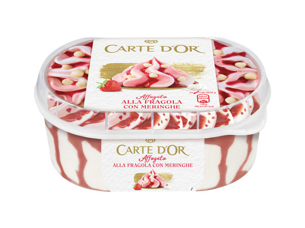 Ice Cream with Strawberry Sauce and Meringue