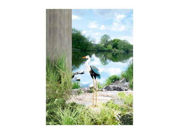 Livarno Home Metal Heron Bird Ornament - White/Blue