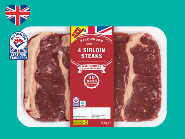 Birchwood 4 British Beef 30-Day Matured Sirloin Steaks