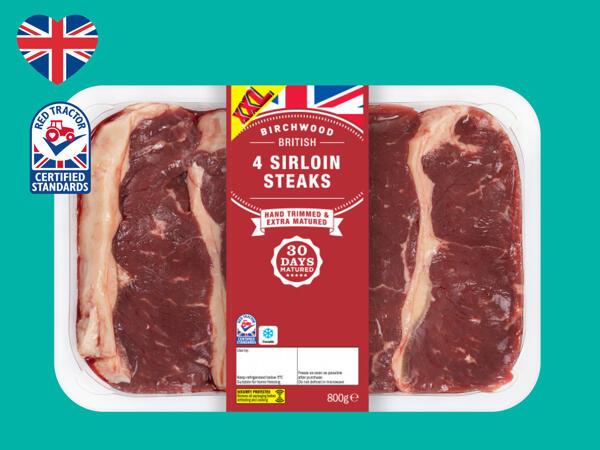 Birchwood 4 British Beef 30-Day Matured Sirloin Steaks