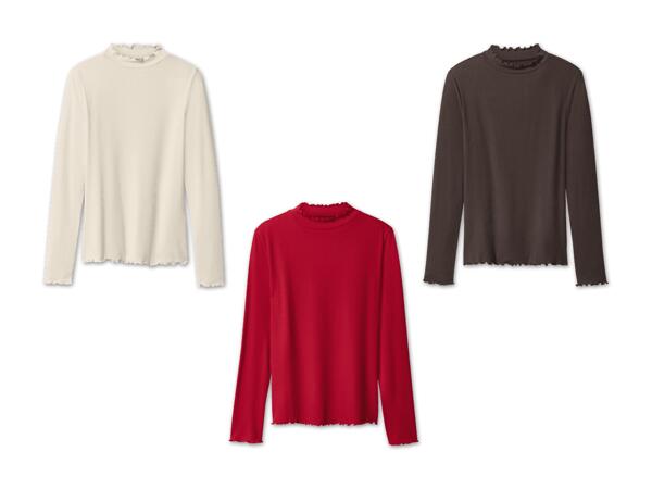Damen Geripptes-Langarmshirt