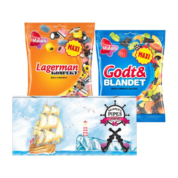 Lagermann konfekt, Godt & Blandet eller Skipper's Pipes