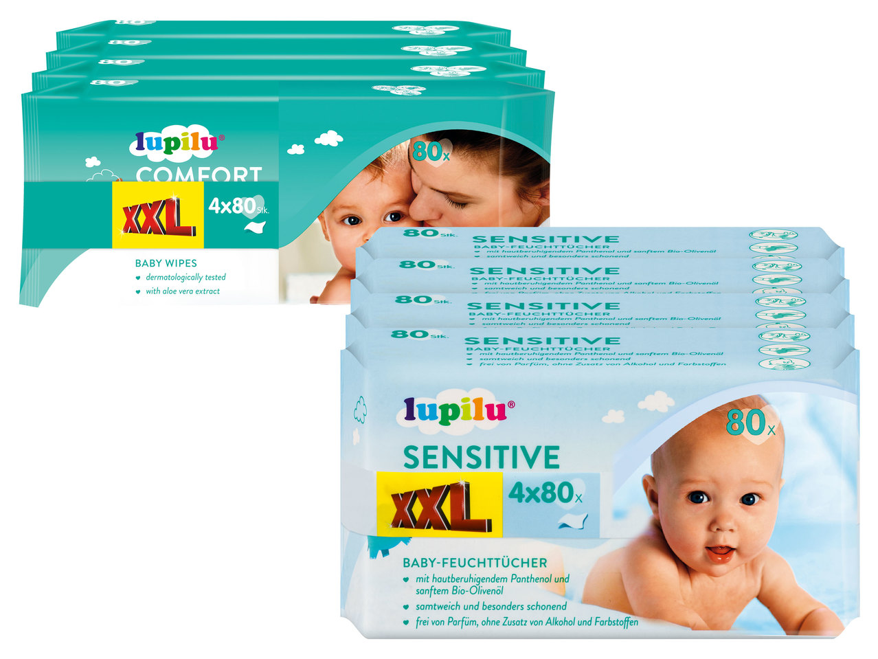 LUPILU Baby-Feuchttücher 4x 80 Stk.