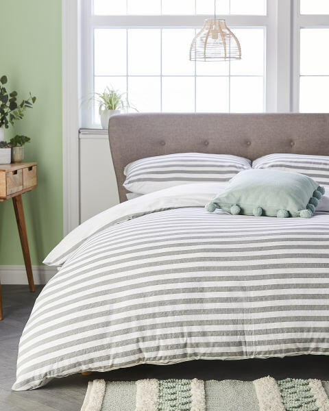 Double Charcoal Stripe Cotton Duvet